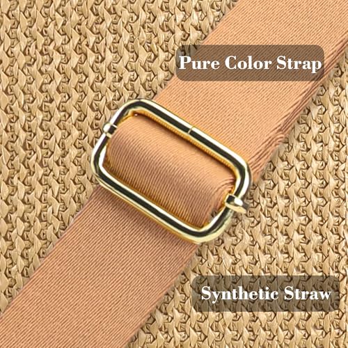 Haytijoe Faux Straw Crossbody Bags for Women RFID Summer Raffia Sling Bag Beach Vacation Travel Purse - color: Pure Khaki