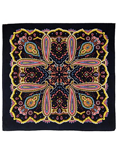 Sunshine Joy Paisley Hippie Bandana 22x22 Inches - color: Electric Coral