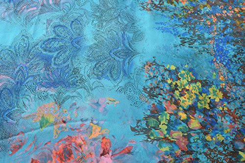 Womens Sexy Bohemian Floral Beach Cover Up Sarong Wrap Swimsuit Beachwear - color: Lake Blue