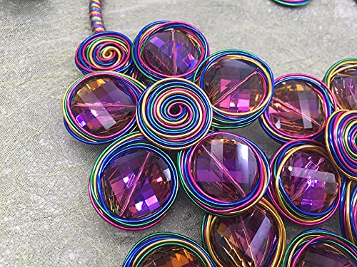 Statement Chunky Flower African Necklace For Women Tribal Fashion Costume Jewelry Earring Sets Unique Big Colorful Rhinestone Crystal Pendent Collar Choker Bib Handmade - color: three flowers colorful