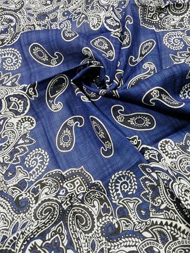 Shanlin Unisex Floral Cotton Square Scarf Bandanas 22x22 inch - color: Paisley_blue