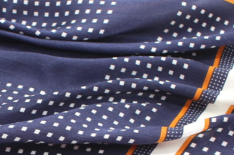 ANDANTINO 100% Mulberry Silk Scarf -21” Square Neckerchief with Gift Packed - color: Blue&brown