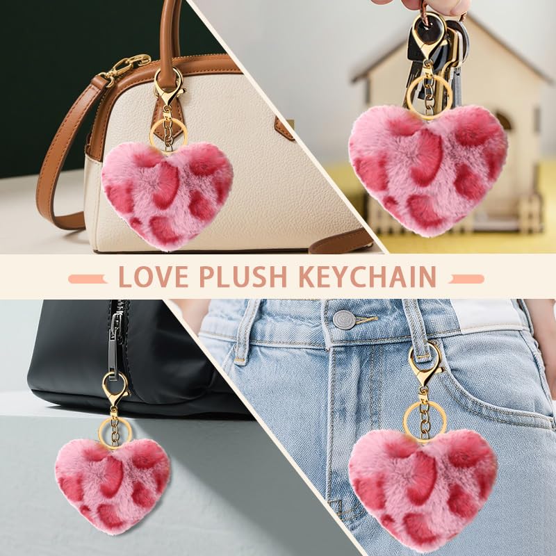 Leopard Faux Fur Keychain for Purse Charms for Handbags Leopard Plush Key Chain for Car Keys - color: Color 10
