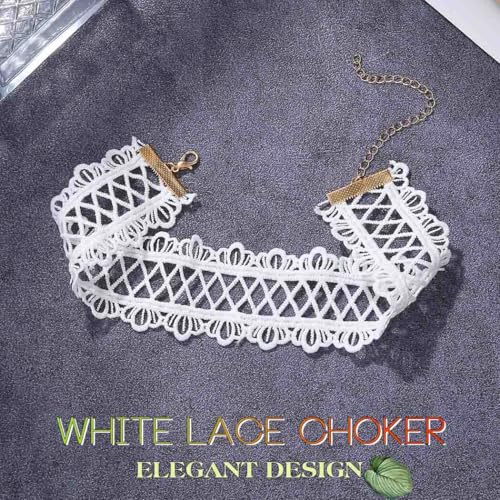 JAKAWIN Black Choker Necklace White Lace Chokers for Women - color: White