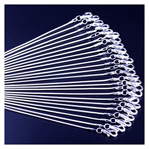 Snake Chain Necklace White Brightening 24pcs 925 Silver Plated 1.2mm DIY Shining Link with Lobster Clasps for Jewelry Making (20 inch, Shining White Brightening) - size: 20 inch