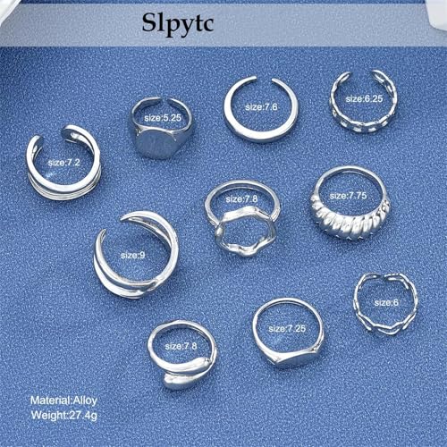 Knuckle Rings Set for Women, Chunky Stackable Joint Finger Statement Rings Vintage Adjustable Hollow Carved Midi Ring Pack Punk Aesthetic - style: B-10Pcs