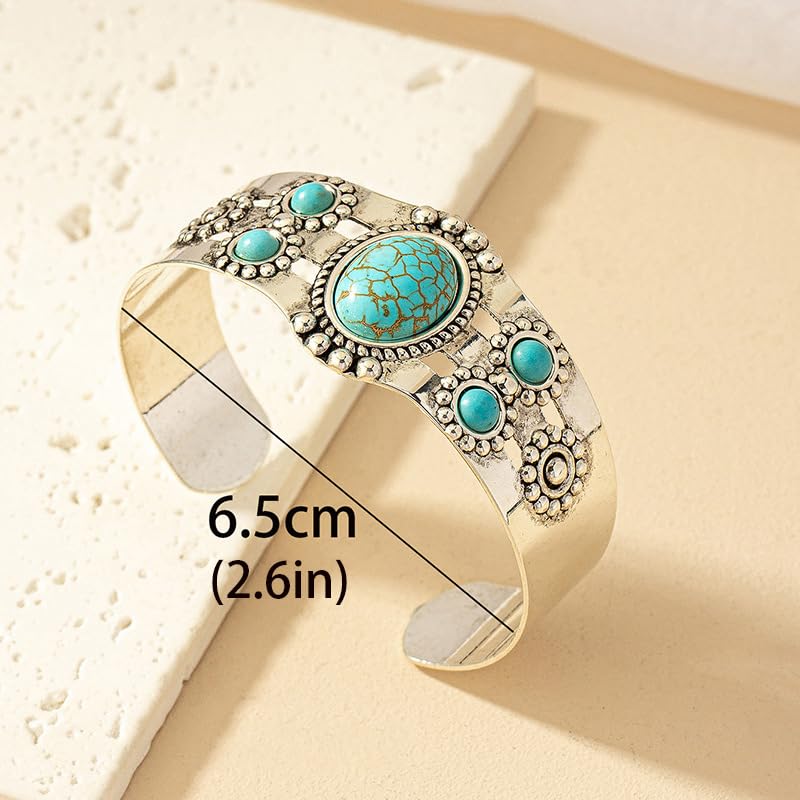 Western Bracelets for Women Vintage Chunky Turquoise Cuff Bracelet Turquoise Country Bracelets Adjustable Boho Cuff Bracelet Western Country Costume Jewelry Accessories - style: style4