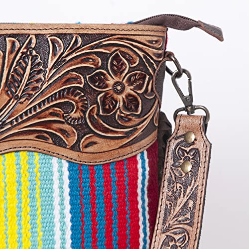 Merbaa Women Handtooled woolen saddle blanket hand woven Crossbody Bag - color: Multicolor