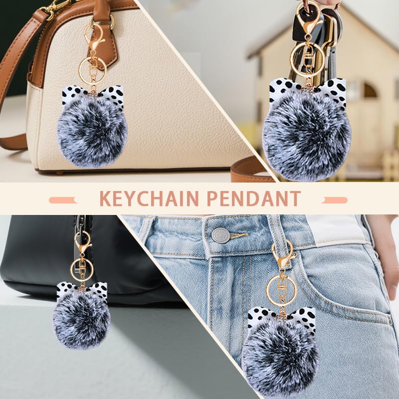 Leopard Faux Fur Keychain for Purse Charms for Handbags Leopard Plush Key Chain for Car Keys - color: Color 17