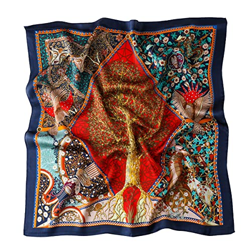 STARWHISPER 100% Pure Mulberry Silk Square Scarf-27''x27 Lightweight Hair Scarves Headscarf Night Sleeping with Gift Packed - color: Colorful Garden