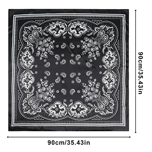 AWAYTR Satin Silk Scarf - Large Hair Bandana, Sleeping Wrap for Women - color: Paisley(black)