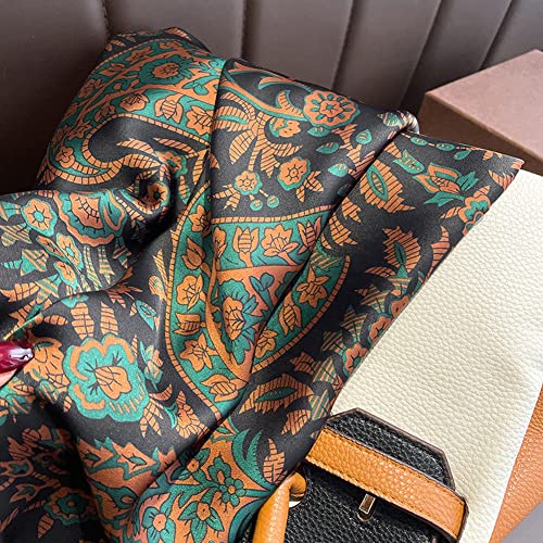 K-Elewon Large Square Scarf 43" Silk Scarf Fashion Scarves Silk Feeling Hair Wrapping Scarfs Night Sleeping Headscarf - color: Vb06
