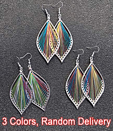 Earrings for Women Colorful Layered Leaf Earrings Bohemian Dangle Drop Tassel Silver Earrings Women Gifts - style: leaf earrings