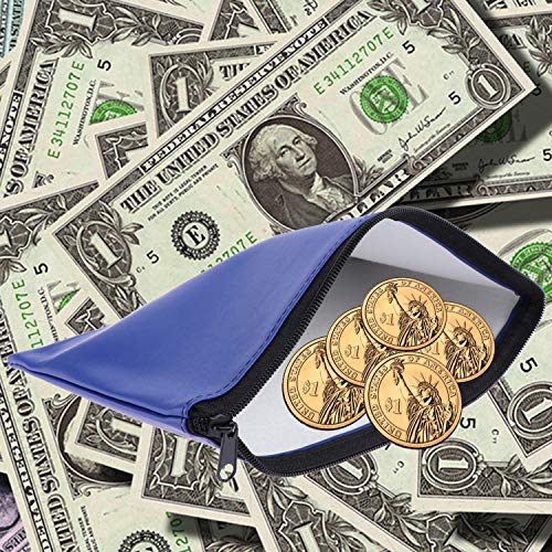 12 Pieces Bank Bag Money Pouch Security Bank Deposit Bag with Zipper for Cash Money, Check Wallet, Cosmetics, Tools 11x6 inch (Black +Blue) (Blue) - color: Blue
