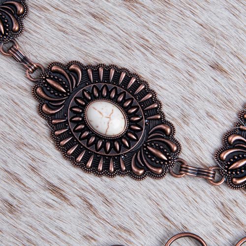 Montana West Rustic Couture's Large Western Concho Metal Belts for Women Cowgirl - color: Bright White