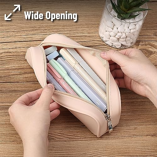 Mr. Pen- Silicone Pencil Case, Aesthetic Pencil Bag for Women, Makeup Pouch | Multifunctional Pouch for Stationery, Cosmetics and Electrical Goods Storage - color: Malibu Dune