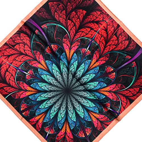 Stlvoll 100% Silk Head Scarf for Women - 27" Hair Scarves Satin Bandanas Square for Night Sleeping with Gift Packed - color: Blue/Red/Feather