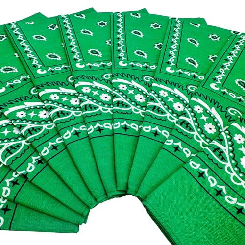 Vamqor 100% Cotton 10 Pack Fine Bandanas - color: Green