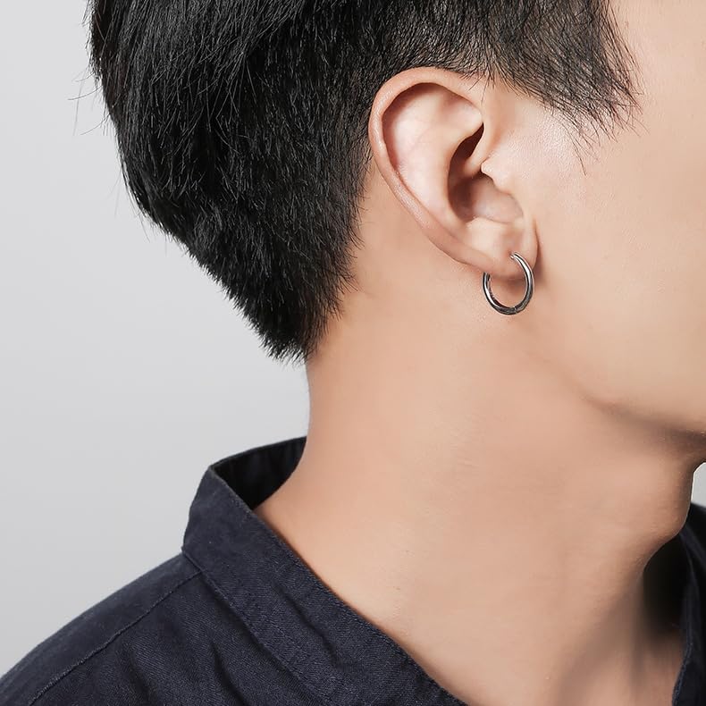 Silver Small for Women Comfortable Plastic Invisible Clip On Hoop Earrings Men Fake Nose Ring Faux Lip Septum Ring Fake Cartilage Earrings 12 mm Spike Cross Feather 15mm Unisex Gold Non Piercing Lobes - color: 12mm Silver
