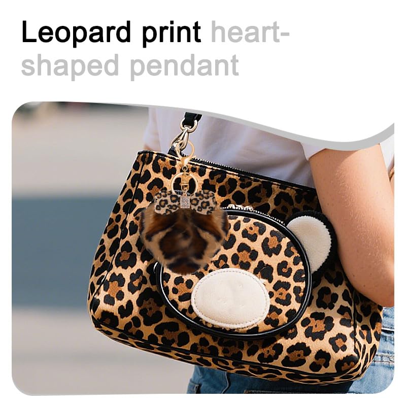 Leopard Faux Fur Keychain for Purse Charms for Handbags Leopard Plush Key Chain for Car Keys - color: Color B