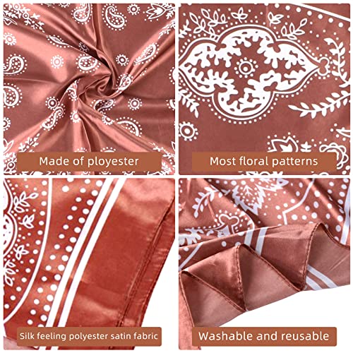 35 x 35 Women's Fashion Pattern Large Square Silk Like Hair Scarf Head Sleeping Wrap Satin Neck Bandana for Gift… - color: Brown - Vintage Pace