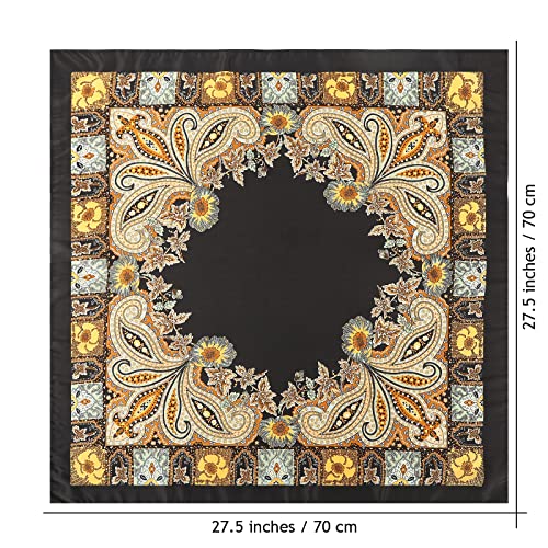 AWAYTR 27.5” Silk Satin Square Head Scarf - 4PCS Satin Head Scarves for Women Hair Kerchief Bandanas Sleeping Head Wraps - color: (Red+black+camel+beige)