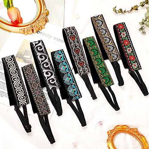 Sintege 8 Pcs Woman Elastic Headband Adjustable Non Slip Velvet Lined Headbands Solid Color Boho Hair Bands for Women Sport Yoga Work Makeup Stylish Hairband(Fresh Style) - color: Fresh Style