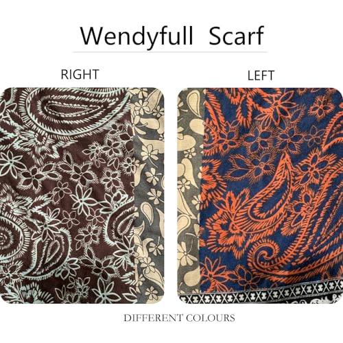 Paisley Pashmina Feel Shawls Wraps for Women Rave Scarf Soft Silky Exotic Boho All Seasons - color: Brown