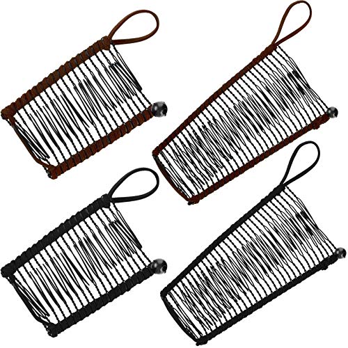 WILLBOND 4 Pcs Banana Hair Clips for Women, Vintage Clincher Stretchy Banana Grip Clips Comb for Curly, Thick, Thin, Wavy Hair, Ponytail Holder for Wedding, Daily Use(Khaki, Black) - color: Khaki, Black