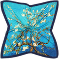Julunar Silk Like Head Scarf for Women - Satin Large Hair Scarves - 35" Square Silk Hair Wrap for Sleeping with Gift Packed - color: A005-1 Floral Blue
