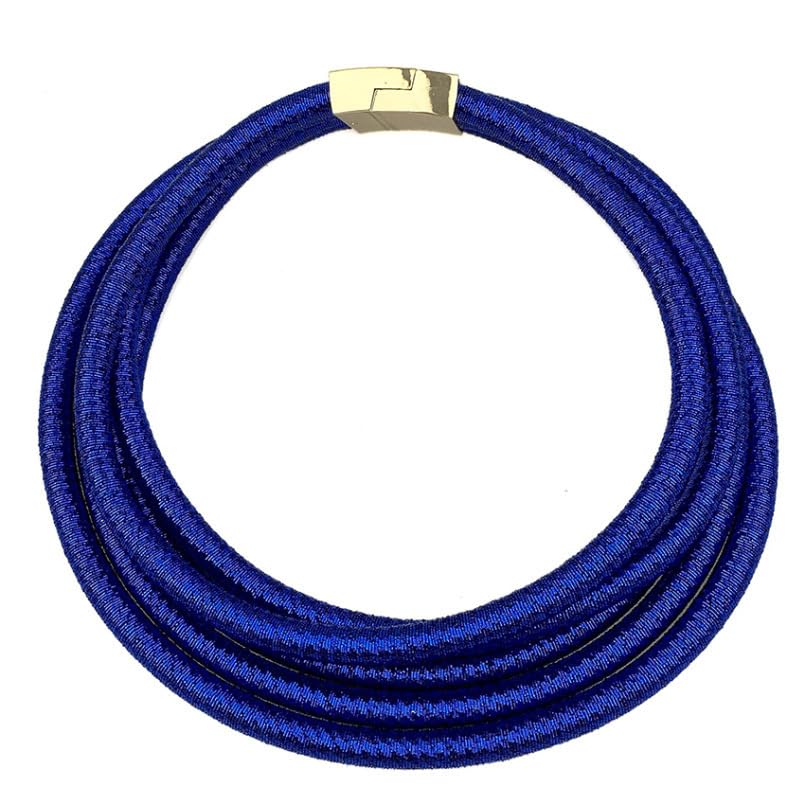 COLORFUL BLING Handwoven African Tribal Multilayer Chunky Statement Necklace Egypt Bib Collar Choker Costume Party Jewelry Accessories for Women - color: royalblue