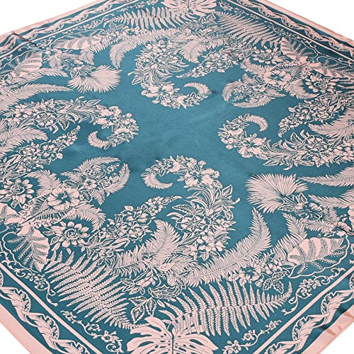 Stlvoll 100% Silk Head Scarf for Women - 27" Hair Scarves Satin Bandanas Square for Night Sleeping with Gift Packed - color: Green/Flesh Color
