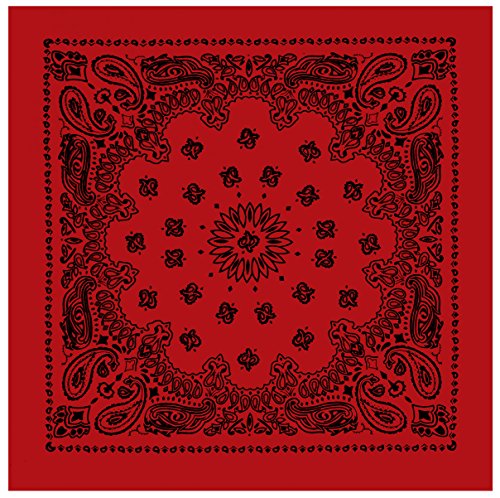 Rothco Trainmen Paisley Bandana 27” x 27” Extra‑Large 100% Cotton Head Wrap Scarf Multi‑Use - color: Red/Black