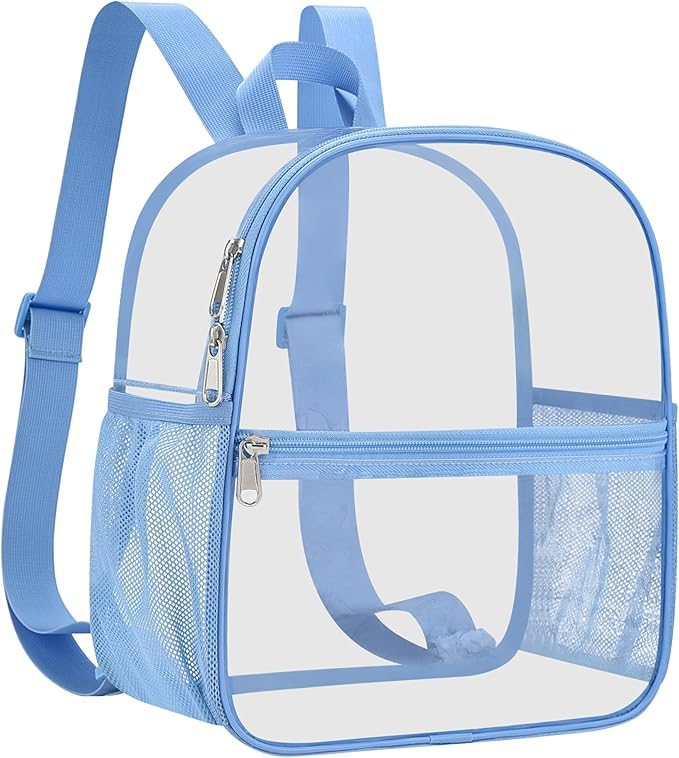 Oraben Clear Backpack, Stadium Approved 12 x 6 x 11, Small Clear Backpack for Concerts & Stadium Events, Fast Security Check, Waterproof PVC, Adjustable Straps, Women Men - color: Sky Blue, style: Enhanced Strap