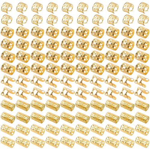 120 PCS Gold Dreadlock Beads Hair Jewelry Braids Accessories for Goddess Locs Crochet Passion Twist Hair Rings Soft Metal Adjustable Braiding Cuffs (120Pcs, Gold) - color: Gold, size: 1 Count (Pack of 120)