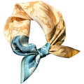 MEISEE 100% Pure Mulberry Silk Scarf 21" Square Scarf Neckerchief Headscarf Breathable Lightweight for Women Gift Packed - color: Khaki + Blue Horse