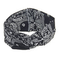 Assorted Paisley Print Wide Bandana Knot Headbands Criss Cross Head Wrap Hair Band (Black) - color: Black