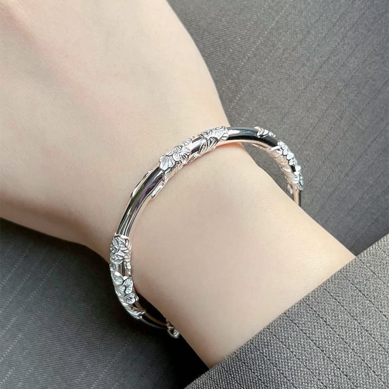 Sterling Silver Bangle Bracelets for Women,Fashion Jewelry Simple Adjustable 925 Silver Cuff Bangles for Women Mom Wife Valentine Mothers Day Gift - color: style-4