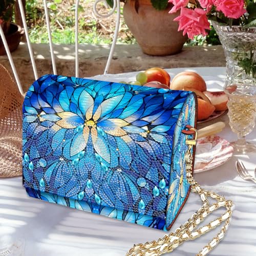C'eitura Mandala Diamond Art Wooden Clutch Purse with Chain, 5D DIY Rhinestone Shoulder Bag Kit, Boho Festival Wallet for Women, Handmade Craft Project, Unique Gift Idea - color: SKB202