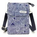 Roomy Cell Phone Purse Wallet Canvas Small Crossbody Purse Bags with Shoulder Strap For Women teen girlsl | Roomy - color: A-blue Leaves