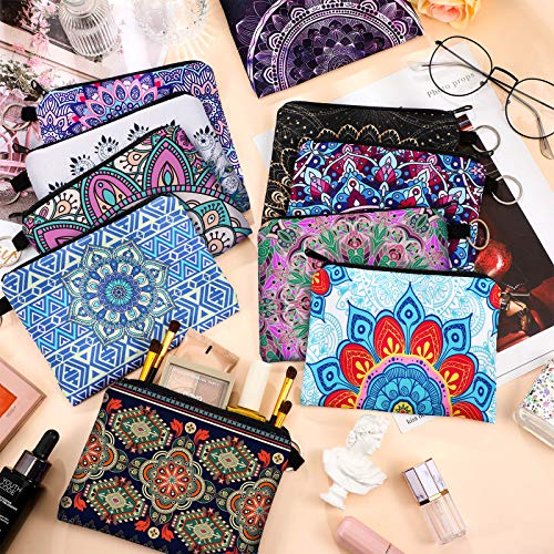Boao 10 Pieces Small Coin Purse for Women Adults, Change Purse Pouch Mini Wallet Coin Bag with Zipper (Bohemian Series) - style: Bohemian Series