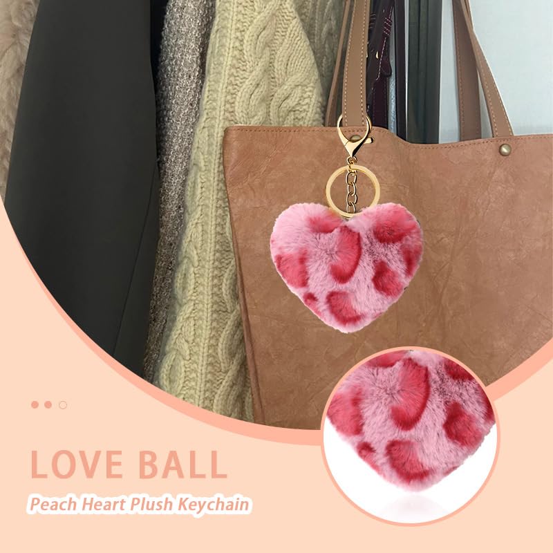 Leopard Faux Fur Keychain for Purse Charms for Handbags Leopard Plush Key Chain for Car Keys - color: Color 10