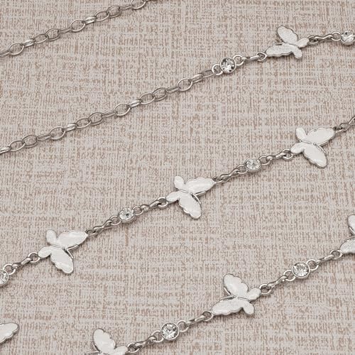 Metal Waist Chain Body Belly Belt Chains Jewelry Accessories for Women - color: White Butterfly, size: S: 41.3 in