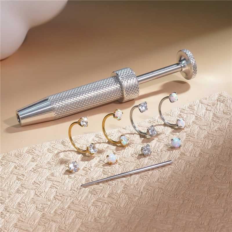 Opal Nose Ring Studs Horseshoe Nose Rings Hoops Stud 316L Stainless Steel Nose Rings Round CZ Square Screw L Shaped Nose Stud Hypoallergenic Nostril Piercing Jewelry for Women Men - color: Gold/3.0mm White gem/20gauge