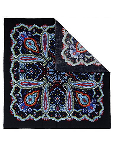 Sunshine Joy Paisley Hippie Bandana 22x22 Inches - color: Electric Blue