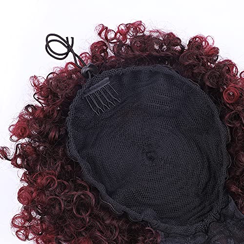 Drawstring Ponytail with Bangs - Afro Puff Extensions for Women - Short Curly Clip in Wrap Updo Hairpiece (TBUG) - color: TBUG