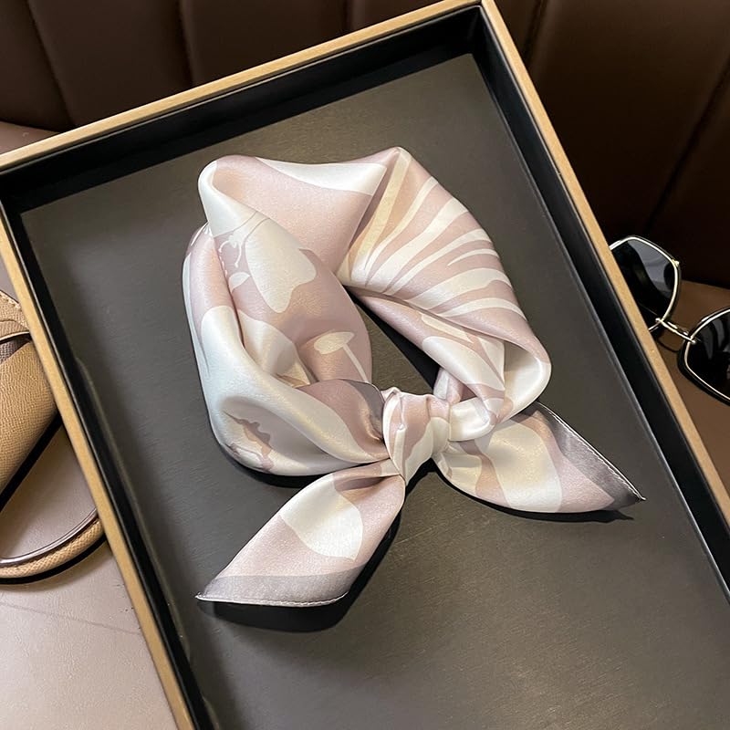 FEIBOON Mulberry Silk Scarfs Neck Scarf 21" Small Square Scarfs hair scarf bandana Neckerchief Headscarf for Women - color: Lavender