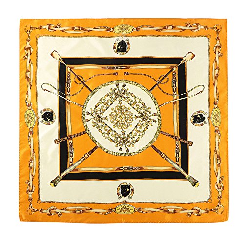 ANDANTINO 100% Mulberry Silk Scarf -21” Square Neckerchief with Gift Packed - color: Orange