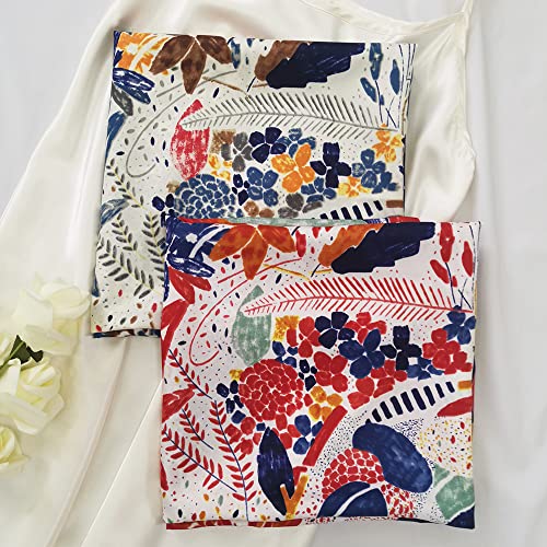 Julunar Silk Like Head Scarf for Women - Satin Large Hair Scarves - 35" Square Silk Hair Wrap for Sleeping with Gift Packed - color: B009-1 Color Painting Blue