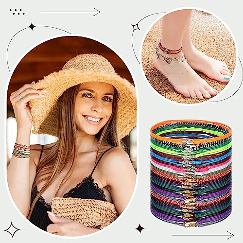 Yinkin 18 Pcs Boho Surfer Ankle Bracelets for Women Men Adjustable Handmade Braided Friendship Bracelet Waterproof String Rope Beaded Anklets Summer Beach Jewelry Gift - style: Buckle Style